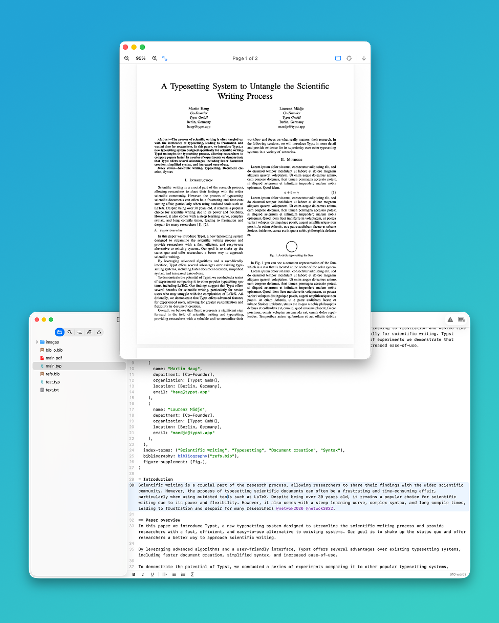 Edist’s live preview popped out into its own floating window, separate from the editor.